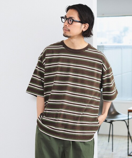 B:MING by BEAMS（ビーミングバイビームス）の「B:MING by BEAMS / フェード ボーダー ビッグシルエット Tシャツ（Tシャツ/カットソー・メンズ・ブラウン/ネイビー・LARGE/MEDIUM/SMALL/X-LARGE）」の10枚目の写真