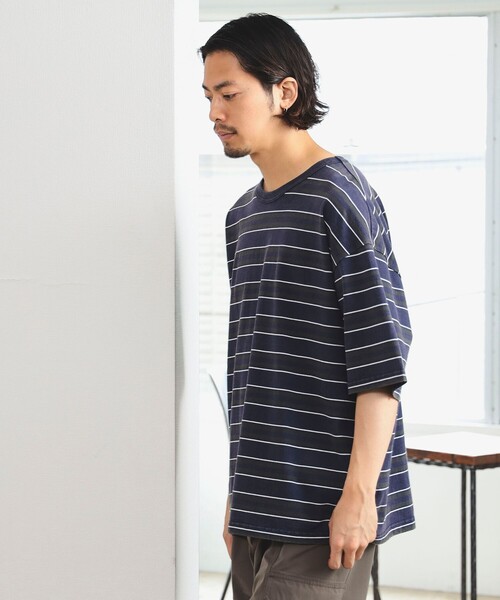 B:MING by BEAMS（ビーミングバイビームス）の「B:MING by BEAMS / フェード ボーダー ビッグシルエット Tシャツ（Tシャツ/カットソー・メンズ・ブラウン/ネイビー・LARGE/MEDIUM/SMALL/X-LARGE）」の13枚目の写真