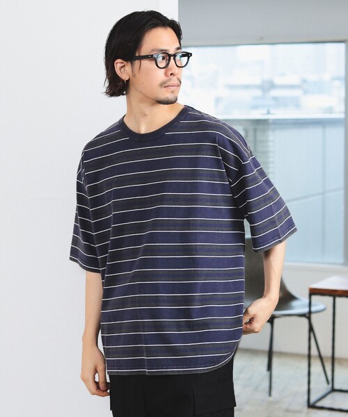 B:MING by BEAMS（ビーミングバイビームス）の「B:MING by BEAMS / フェード ボーダー ビッグシルエット Tシャツ（Tシャツ/カットソー・メンズ・ブラウン/ネイビー・LARGE/MEDIUM/SMALL/X-LARGE）」の18枚目の写真