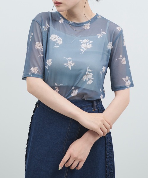 paravion（パラビオン）の「シアー花柄半袖トップス（その他トップス・レディース・ブルー/ベージュ・FREE）」の9枚目の写真