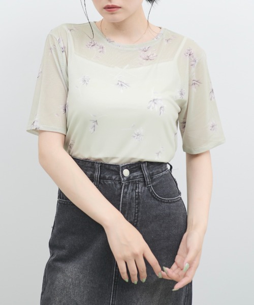 paravion（パラビオン）の「シアー花柄半袖トップス（その他トップス・レディース・ブルー/ベージュ・FREE）」の19枚目の写真