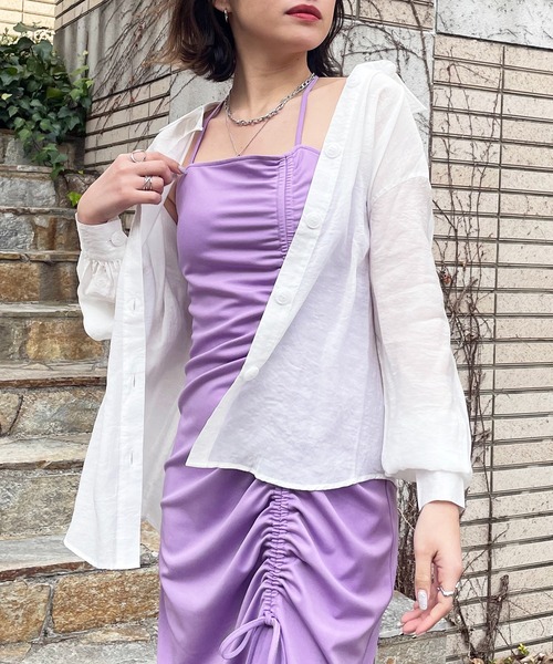 SPIRALGIRL（スパイラルガール）の「シアーボイルオーバーシャツ（シャツ/ブラウス・レディース・ホワイト/ピンク/グリーン・FREE）」の11枚目の写真