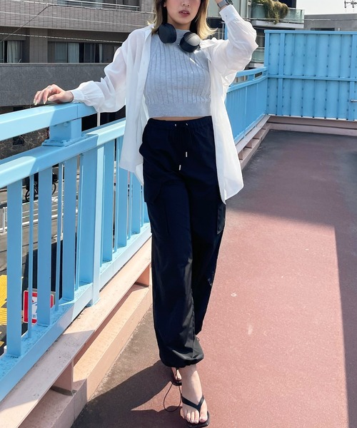 SPIRALGIRL（スパイラルガール）の「シアーボイルオーバーシャツ（シャツ/ブラウス・レディース・ホワイト/ピンク/グリーン・FREE）」の9枚目の写真