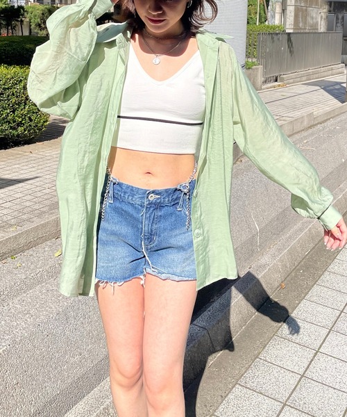 SPIRALGIRL（スパイラルガール）の「シアーボイルオーバーシャツ（シャツ/ブラウス・レディース・ホワイト/ピンク/グリーン・FREE）」の17枚目の写真