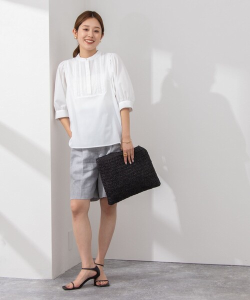 NOLLEY’S(ノーリーズ)の「《セットアップ対応》ピンタック5分袖シャツブラウス(シャツ/ブラウス・レディース・ホワイト/ホワイト系その他4/ネイビー・38)」の15枚目の写真