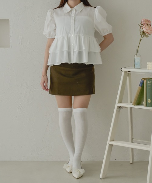 Ambre Neige(アンブルネージュ)の「フリルティアードショートブラウス/【WEB/EC限定商品】(シャツ/ブラウス・レディース・チャコールグレー/オフホワイト/ライトブルー・FREE)」の16枚目の写真