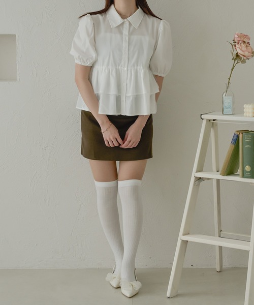 Ambre Neige(アンブルネージュ)の「フリルティアードショートブラウス/【WEB/EC限定商品】(シャツ/ブラウス・レディース・チャコールグレー/オフホワイト/ライトブルー・FREE)」の17枚目の写真