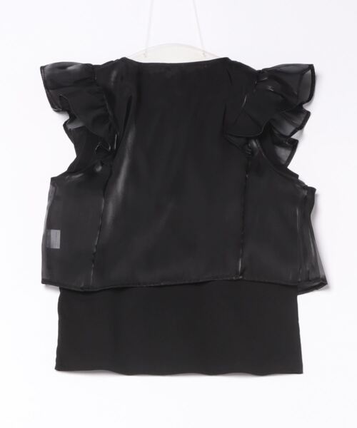 STYLEBLOCK(スタイルブロック)の「シャイニーシアーポプリンフリルトップスタンクセット(タンクトップ・レディース・ブラック/ライトグレー/クリーム・M)」の8枚目の写真