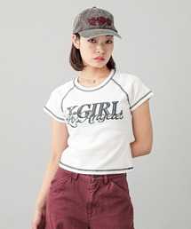 X-girl | CHROME EFFECT LOGO RAGLAN S/S BABY TEE(Tシャツ/カットソー)