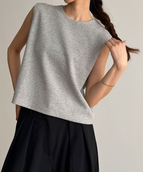 CANAL JEAN(キャナルジーン)の「El mar スムースクルーネックタンク(タンクトップ・レディース・ブラック/ホワイト/グレー/ブラウン・ONE SIZE)」の3枚目の写真