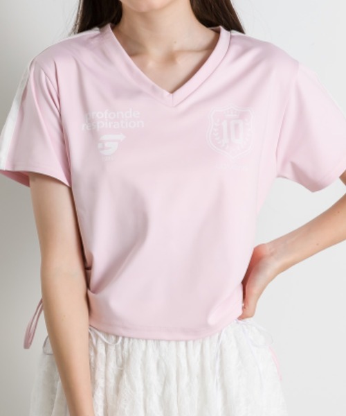 OLIVE des OLIVE(オリーブデオリーブ)の「サイドドロストゲームシャツ 1041060930(Tシャツ/カットソー・レディース・オフホワイト/ネイビー/ピンク・FREE)」の2枚目の写真