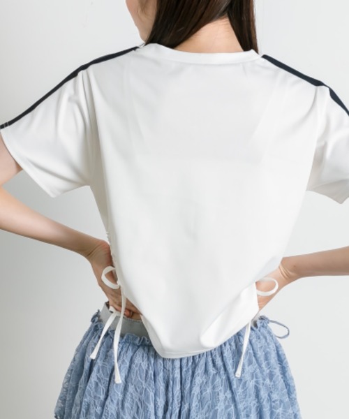 OLIVE des OLIVE(オリーブデオリーブ)の「サイドドロストゲームシャツ 1041060930(Tシャツ/カットソー・レディース・オフホワイト/ネイビー/ピンク・FREE)」の6枚目の写真