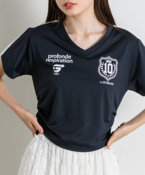 OLIVE des OLIVE(オリーブデオリーブ)の「サイドドロストゲームシャツ 1041060930(Tシャツ/カットソー・レディース・オフホワイト/ネイビー/ピンク・FREE)」の10枚目の写真
