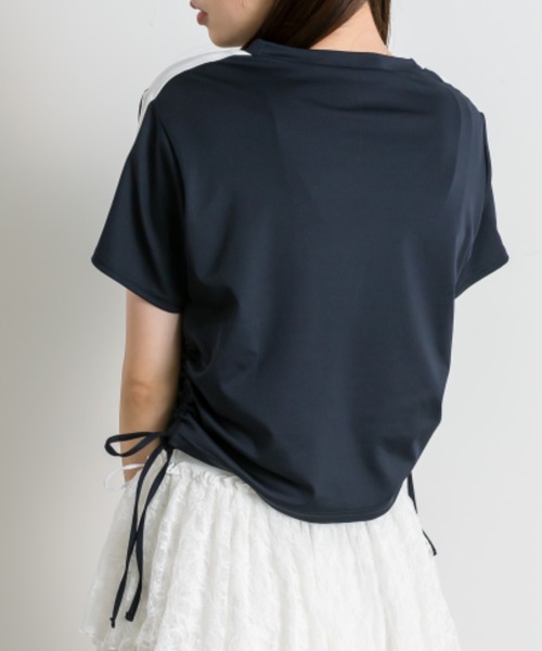 OLIVE des OLIVE(オリーブデオリーブ)の「サイドドロストゲームシャツ 1041060930(Tシャツ/カットソー・レディース・オフホワイト/ネイビー/ピンク・FREE)」の12枚目の写真