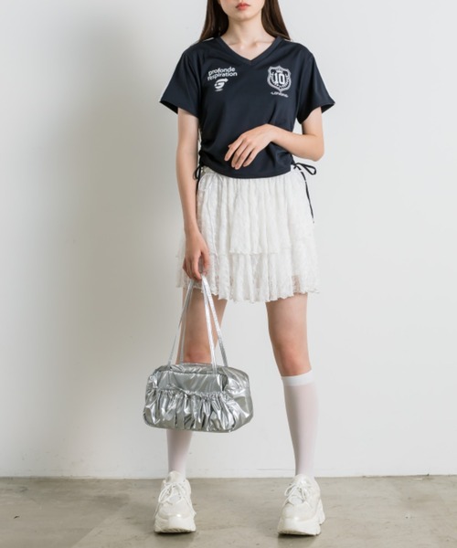 OLIVE des OLIVE(オリーブデオリーブ)の「サイドドロストゲームシャツ 1041060930(Tシャツ/カットソー・レディース・オフホワイト/ネイビー/ピンク・FREE)」の13枚目の写真