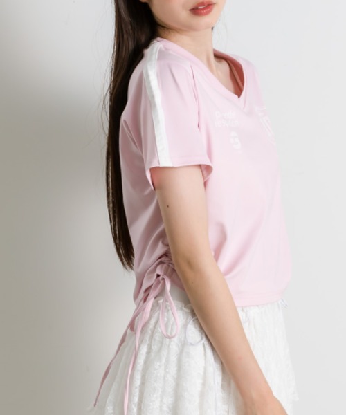 OLIVE des OLIVE(オリーブデオリーブ)の「サイドドロストゲームシャツ 1041060930(Tシャツ/カットソー・レディース・オフホワイト/ネイビー/ピンク・FREE)」の17枚目の写真