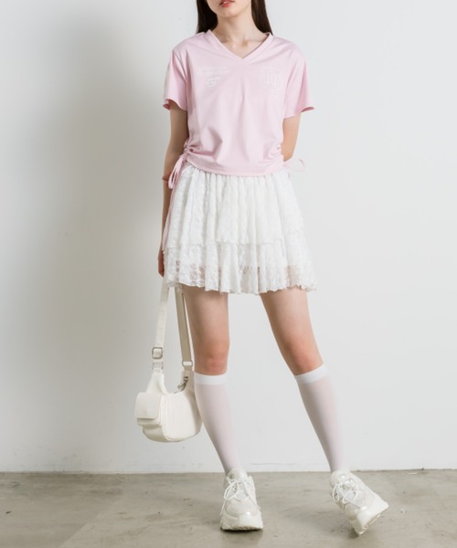 OLIVE des OLIVE(オリーブデオリーブ)の「サイドドロストゲームシャツ 1041060930(Tシャツ/カットソー・レディース・オフホワイト/ネイビー/ピンク・FREE)」の19枚目の写真