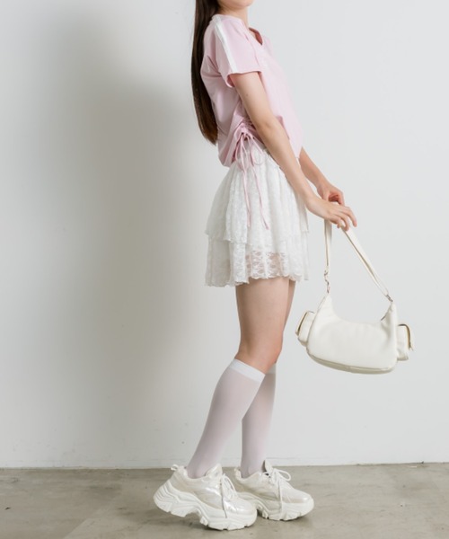 OLIVE des OLIVE(オリーブデオリーブ)の「サイドドロストゲームシャツ 1041060930(Tシャツ/カットソー・レディース・オフホワイト/ネイビー/ピンク・FREE)」の20枚目の写真