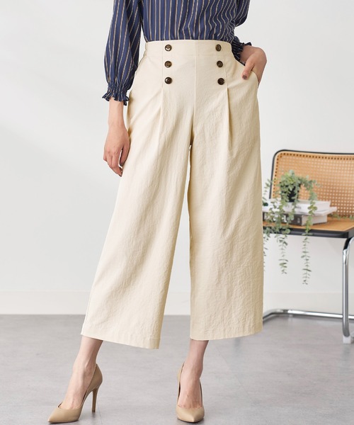 BELLUNA PLUS(ベルーナ)の「サラもち快適ビンテージワイドパンツ60丈(その他パンツ・レディース・ブラック/カーキ/ベージュ/アイボリー/ネイビー・LARGE/MEDIUM/SMALL/X-LARGE)」の2枚目の写真