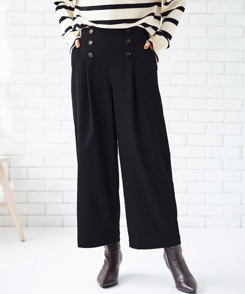 BELLUNA PLUS(ベルーナ)の「サラもち快適ビンテージワイドパンツ60丈(その他パンツ・レディース・ブラック/カーキ/ベージュ/アイボリー/ネイビー・LARGE/MEDIUM/SMALL/X-LARGE)」の3枚目の写真