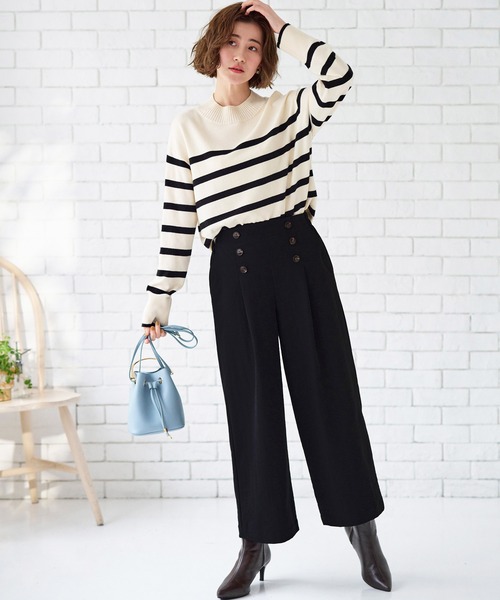 BELLUNA PLUS(ベルーナ)の「サラもち快適ビンテージワイドパンツ60丈(その他パンツ・レディース・ブラック/カーキ/ベージュ/アイボリー/ネイビー・LARGE/MEDIUM/SMALL/X-LARGE)」の8枚目の写真