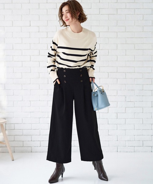 BELLUNA PLUS(ベルーナ)の「サラもち快適ビンテージワイドパンツ60丈(その他パンツ・レディース・ブラック/カーキ/ベージュ/アイボリー/ネイビー・LARGE/MEDIUM/SMALL/X-LARGE)」の9枚目の写真