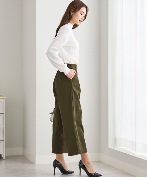 BELLUNA PLUS(ベルーナ)の「サラもち快適ビンテージワイドパンツ60丈(その他パンツ・レディース・ブラック/カーキ/ベージュ/アイボリー/ネイビー・LARGE/MEDIUM/SMALL/X-LARGE)」の14枚目の写真