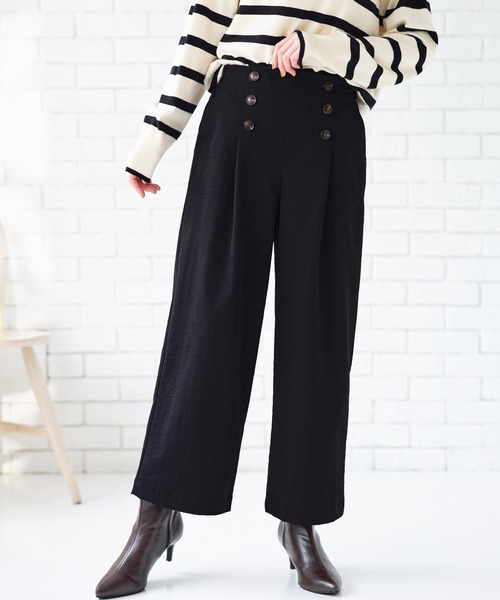 BELLUNA PLUS(ベルーナ)の「サラもち快適ビンテージワイドパンツ60丈(その他パンツ・レディース・ブラック/カーキ/ベージュ/アイボリー/ネイビー・LARGE/MEDIUM/SMALL/X-LARGE)」の6枚目の写真