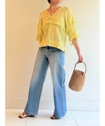CTN STRIPE JQD FRILL TOP