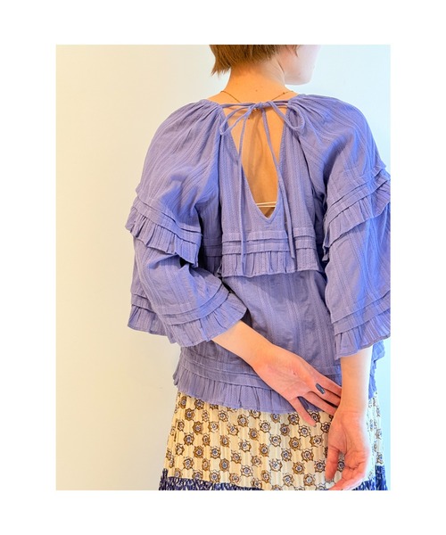セール】CTN STRIPE JQD FRILL TOP（シャツ/ブラウス）｜sara mallika