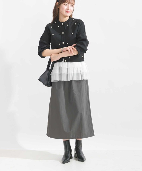 PICCIN（ピッチン）の「前後2wayチュール重ねタンクトップ（タンクトップ・レディース・ブラック/オフホワイト・M）」の7枚目の写真