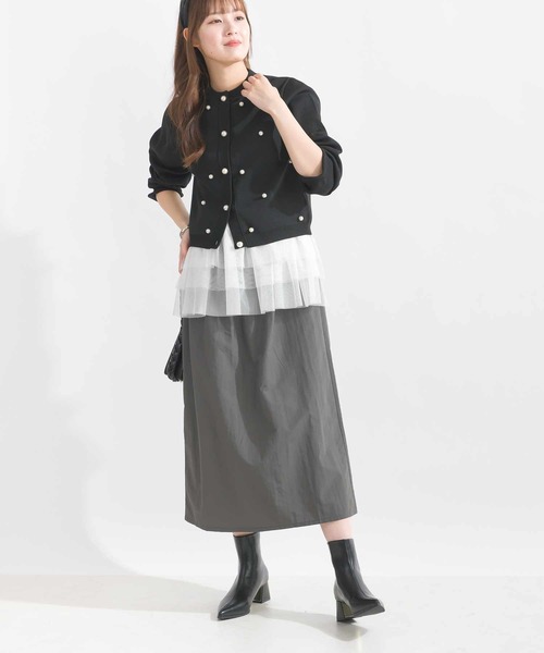 PICCIN（ピッチン）の「前後2wayチュール重ねタンクトップ（タンクトップ・レディース・ブラック/オフホワイト・M）」の9枚目の写真