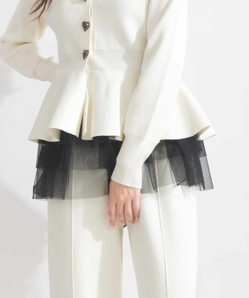 PICCIN（ピッチン）の「前後2wayチュール重ねタンクトップ（タンクトップ・レディース・ブラック/オフホワイト・M）」の15枚目の写真