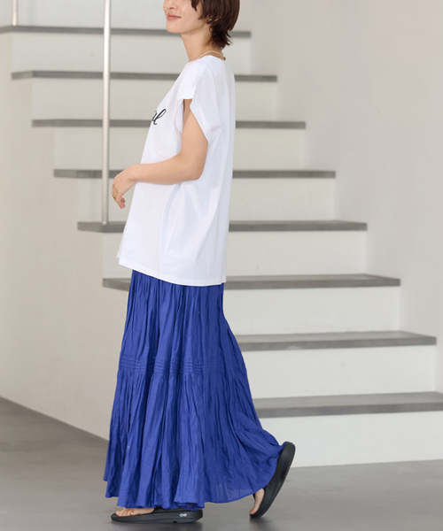 JOURNAL STANDARD relume（ジャーナルスタンダード　レリューム）の「《追加4》刺繍ロゴフレンチTEE（Tシャツ/カットソー・レディース・ホワイト系その他/ホワイト・FREE）」の5枚目の写真