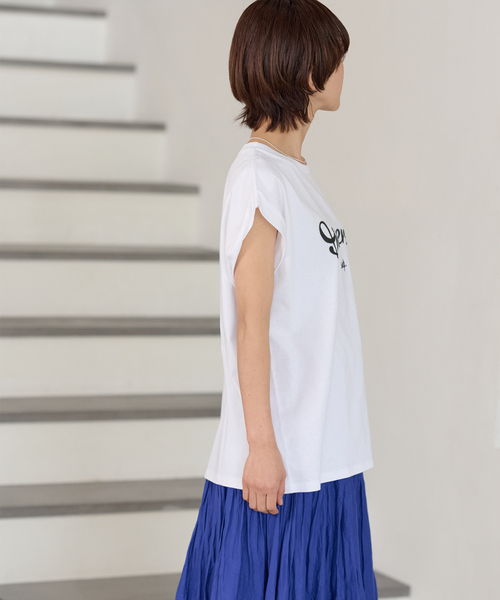 JOURNAL STANDARD relume（ジャーナルスタンダード　レリューム）の「《追加4》刺繍ロゴフレンチTEE（Tシャツ/カットソー・レディース・ホワイト系その他/ホワイト・FREE）」の9枚目の写真