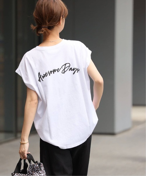 ➀【JOURNAL STANDARD relume】白 刺繍ロゴフレンチTEE JOURNAL STANDARD relume｜《追加4》刺繍ロゴフレンチTEE
