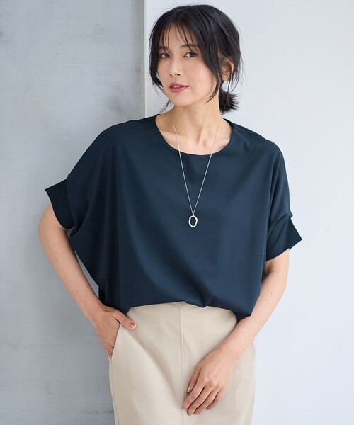 ANY(エニィ)の「ゆるシルエットドルマンプルオーバー(Tシャツ/カットソー・レディース・ネイビー系/ベージュ系/ピンク系/グリーン系・F)」の3枚目の写真