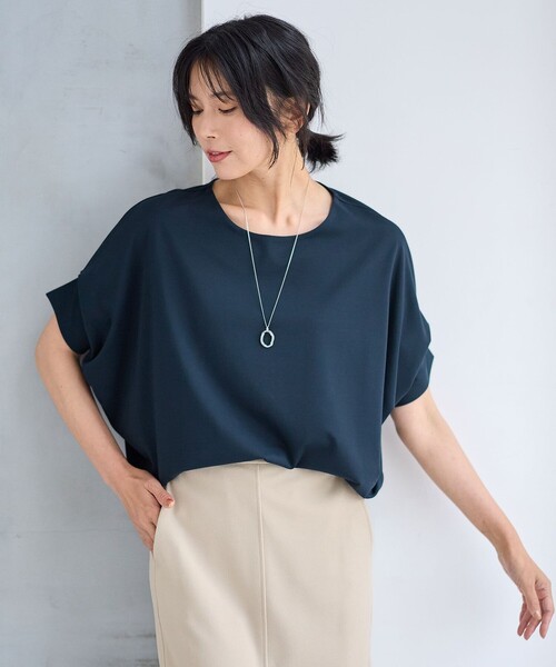 ANY(エニィ)の「ゆるシルエットドルマンプルオーバー(Tシャツ/カットソー・レディース・ネイビー系/ベージュ系/ピンク系/グリーン系・F)」の5枚目の写真