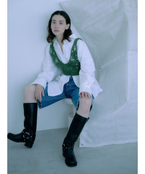 Ungrid（アングリッド）の「スパンコールデザインニットビスチェ（ベスト・レディース・グリーン/オフホワイト/オレンジ・FREE）」の5枚目の写真