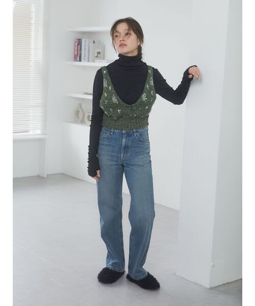 Ungrid（アングリッド）の「スパンコールデザインニットビスチェ（ベスト・レディース・グリーン/オフホワイト/オレンジ・FREE）」の12枚目の写真