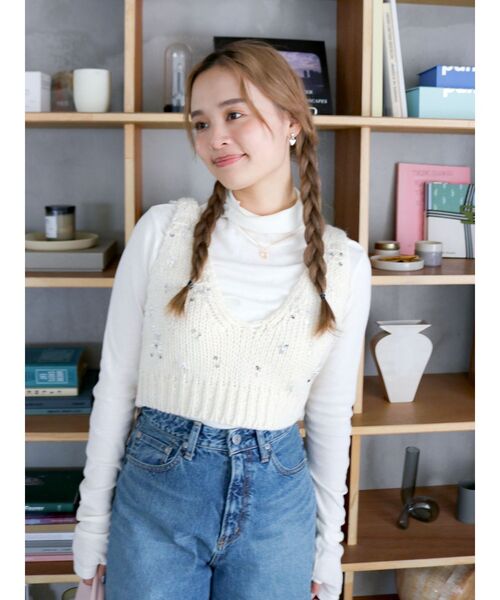 セール】スパンコールデザインニットビスチェ（ベスト）｜Ungrid（アン