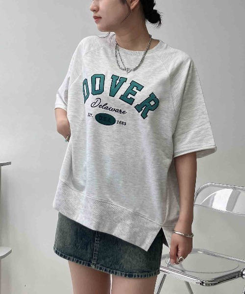 AS KNOW AS plus(アズノゥアズプラス)の「◇チェーン刺繍5分袖Tシャツ【UNISEX ITEM】(Tシャツ/カットソー・レディース・ボルドー/スミクロ/オートミール/グリーン系/グレー系/アイボリー系/グレー系1/アイボリー系1/ネイビー系1/レッド系1/グレー系2/サックスブルー系2/アイボリー系2/ピンク系2/グレー系3/ダークグリーン系3/ネイビー系3/アイボリー系3・FREE)」の9枚目の写真