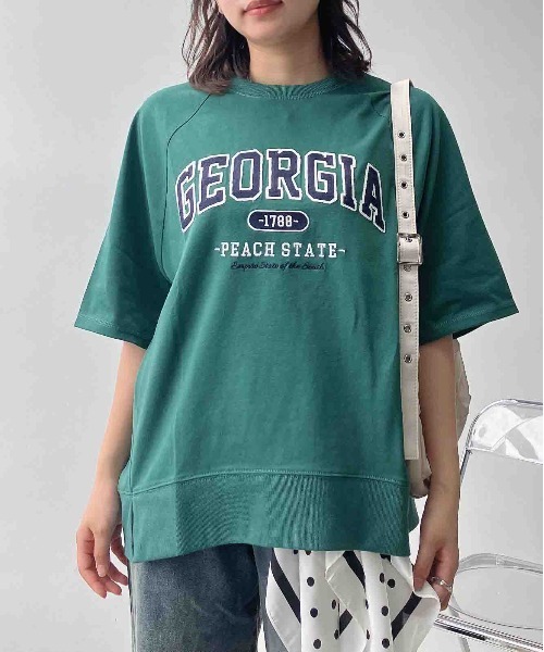 AS KNOW AS plus(アズノゥアズプラス)の「◇チェーン刺繍5分袖Tシャツ【UNISEX ITEM】(Tシャツ/カットソー・レディース・ボルドー/スミクロ/オートミール/グリーン系/グレー系/アイボリー系/グレー系1/アイボリー系1/ネイビー系1/レッド系1/グレー系2/サックスブルー系2/アイボリー系2/ピンク系2/グレー系3/ダークグリーン系3/ネイビー系3/アイボリー系3・FREE)」の11枚目の写真