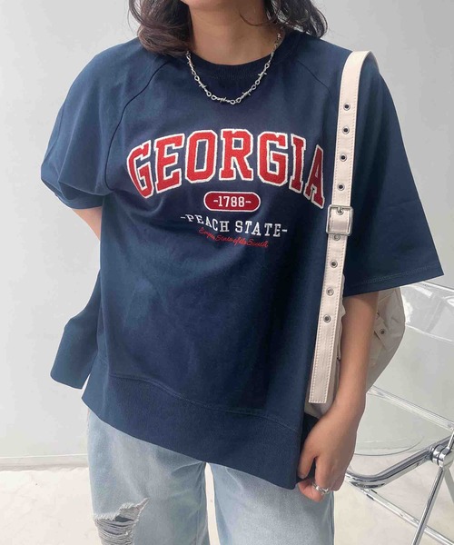 AS KNOW AS plus(アズノゥアズプラス)の「◇チェーン刺繍5分袖Tシャツ【UNISEX ITEM】(Tシャツ/カットソー・レディース・ボルドー/スミクロ/オートミール/グリーン系/グレー系/アイボリー系/グレー系1/アイボリー系1/ネイビー系1/レッド系1/グレー系2/サックスブルー系2/アイボリー系2/ピンク系2/グレー系3/ダークグリーン系3/ネイビー系3/アイボリー系3・FREE)」の14枚目の写真