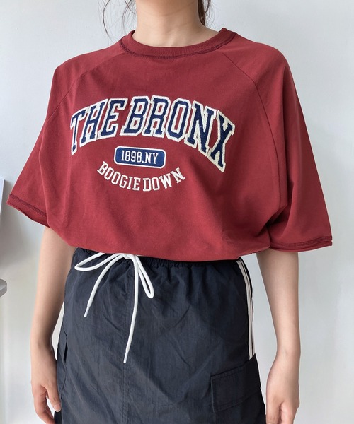 AS KNOW AS plus（アズノゥアズプラス）の「◇チェーン刺繍5分袖プルオーバー（Tシャツ/カットソー・レディース・ボルドー/スミクロ/オートミール/グリーン系/グレー系/アイボリー系・FREE）」の6枚目の写真