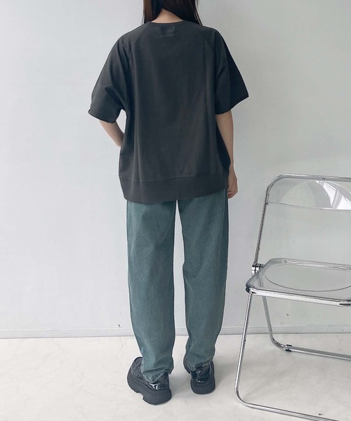 AS KNOW AS plus（アズノゥアズプラス）の「◇チェーン刺繍5分袖プルオーバー（Tシャツ/カットソー・レディース・ボルドー/スミクロ/オートミール/グリーン系/グレー系/アイボリー系・FREE）」の10枚目の写真