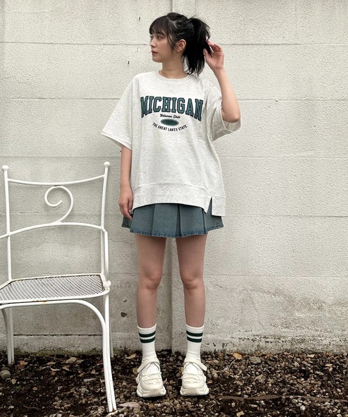 AS KNOW AS plus（アズノゥアズプラス）の「◇チェーン刺繍5分袖プルオーバー（Tシャツ/カットソー・レディース・ボルドー/スミクロ/オートミール/グリーン系/グレー系/アイボリー系・FREE）」の14枚目の写真