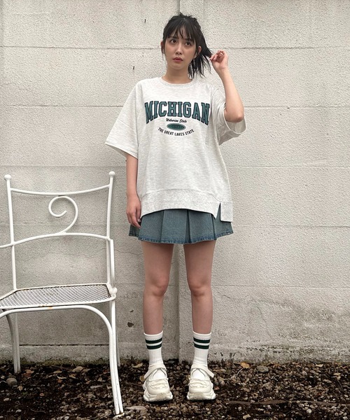 AS KNOW AS plus（アズノゥアズプラス）の「◇チェーン刺繍5分袖プルオーバー（Tシャツ/カットソー・レディース・ボルドー/スミクロ/オートミール/グリーン系/グレー系/アイボリー系・FREE）」の15枚目の写真