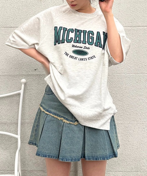 AS KNOW AS plus（アズノゥアズプラス）の「◇チェーン刺繍5分袖プルオーバー（Tシャツ/カットソー・レディース・ボルドー/スミクロ/オートミール/グリーン系/グレー系/アイボリー系・FREE）」の11枚目の写真