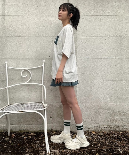 AS KNOW AS plus（アズノゥアズプラス）の「◇チェーン刺繍5分袖プルオーバー（Tシャツ/カットソー・レディース・ボルドー/スミクロ/オートミール/グリーン系/グレー系/アイボリー系・FREE）」の16枚目の写真